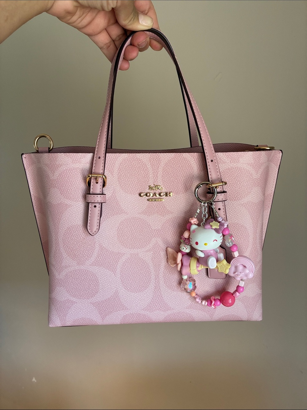 Hello Kitty Pink Bead Phone Charm Keychain